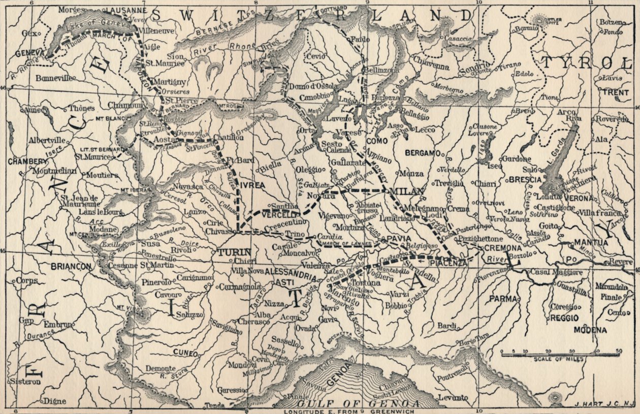 马伦哥战役地图，1800年，1896年 作者 不明