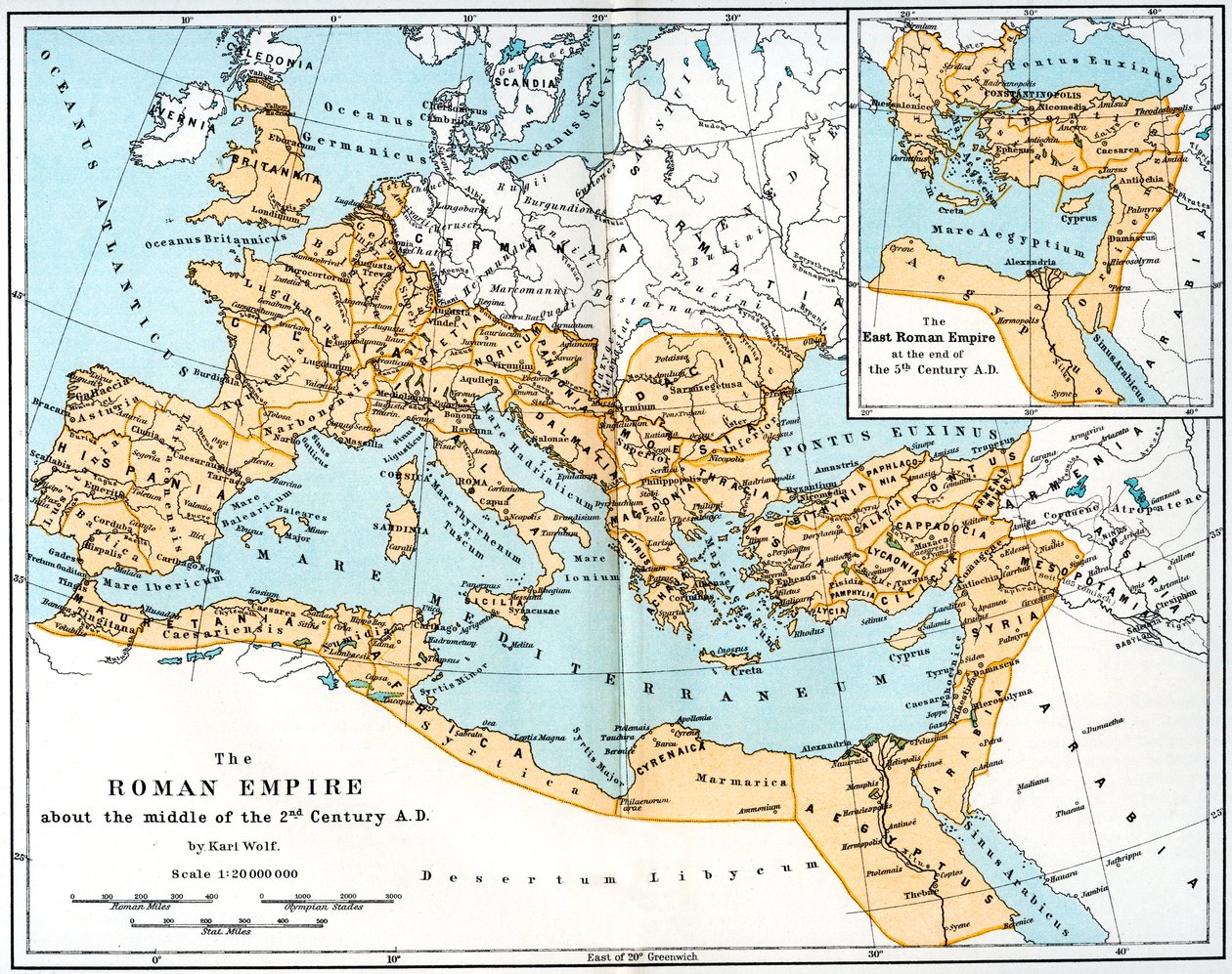 罗马帝国地图，公元2世纪，1902年 作者 不明