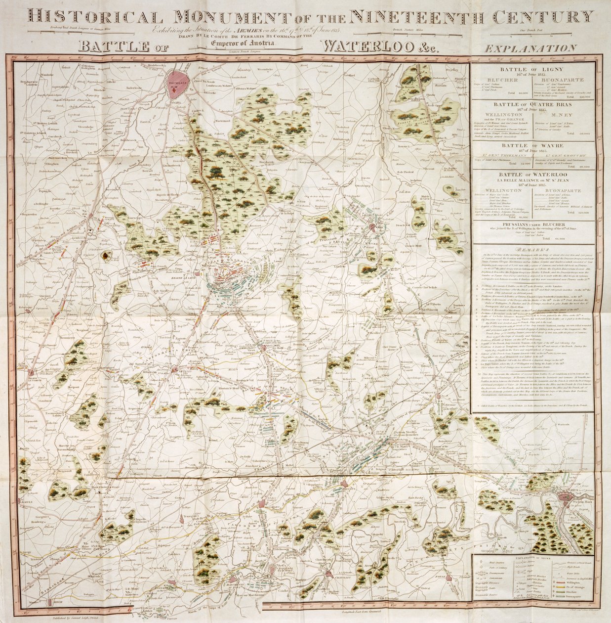 滑铁卢战役地图，1815年，肯特郡沃尔默城堡 作者 不明