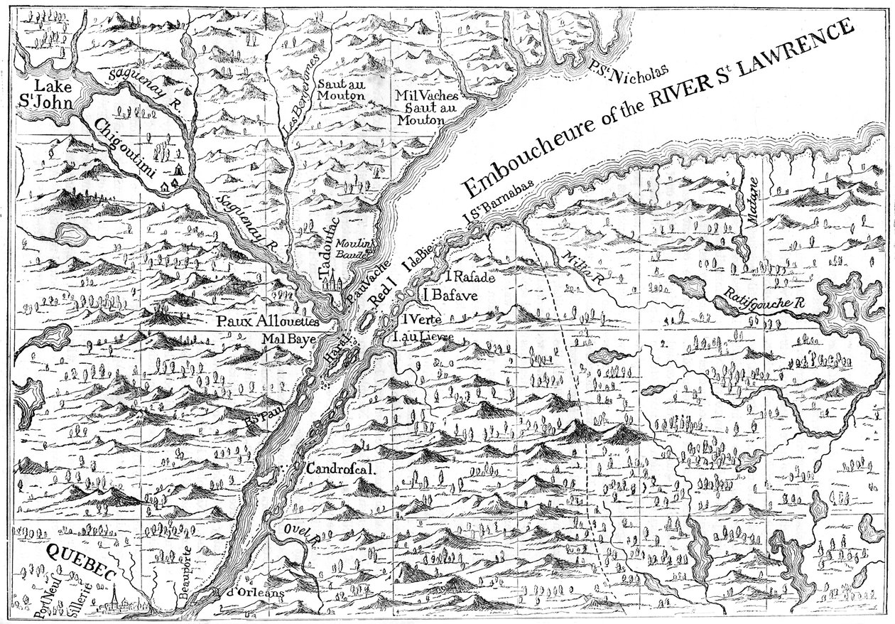 远至魁北克的圣劳伦斯河河道地图，1730年c1880年 作者 不明