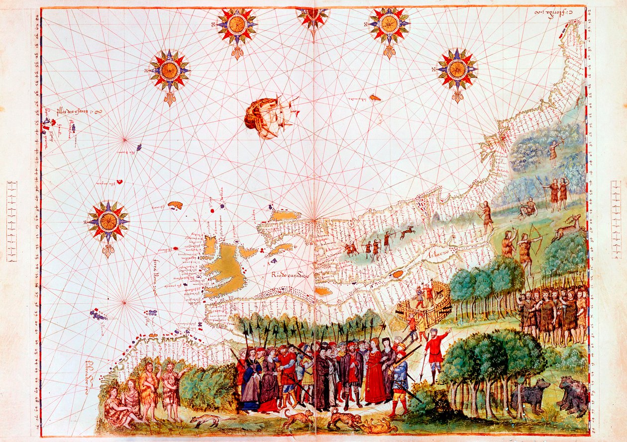北美洲东海岸地图，16世纪初 作者 不明
