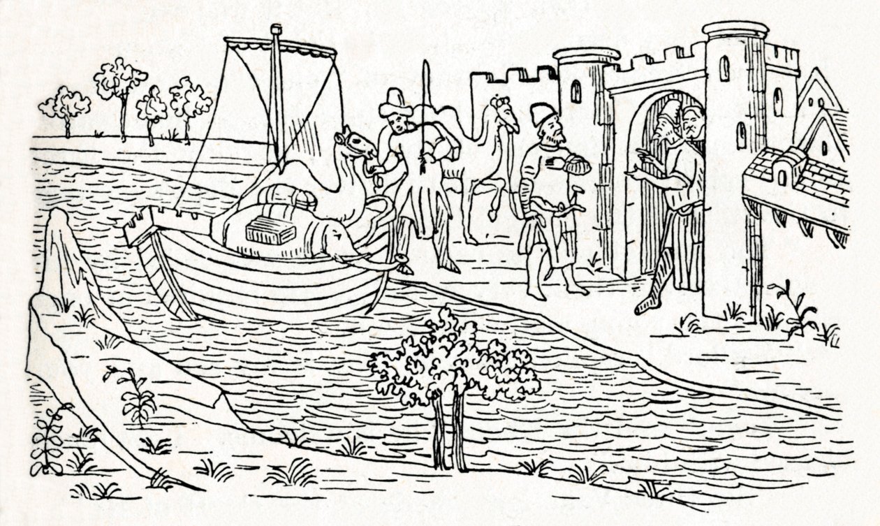 马可波罗（Marco Polo）登陆奥姆兹（Ormuz），c1300，1912年 作者 不明