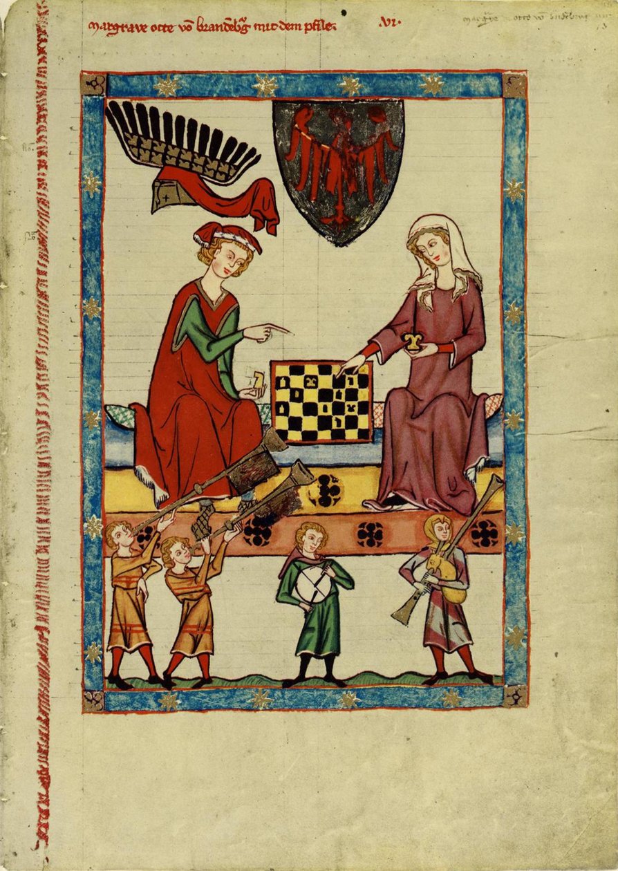 勃兰登堡的玛格丽特·奥托四世（Margrave Otto IV）在1305年至1340年之间从法典马纳西演奏国际象棋 作者 不明