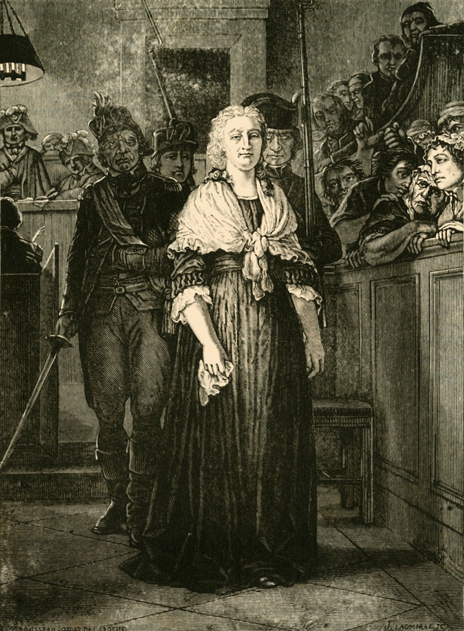 1793年，玛丽·安托瓦内特（Marie Antoinette）离开革命法庭，1890年。 作者 不明