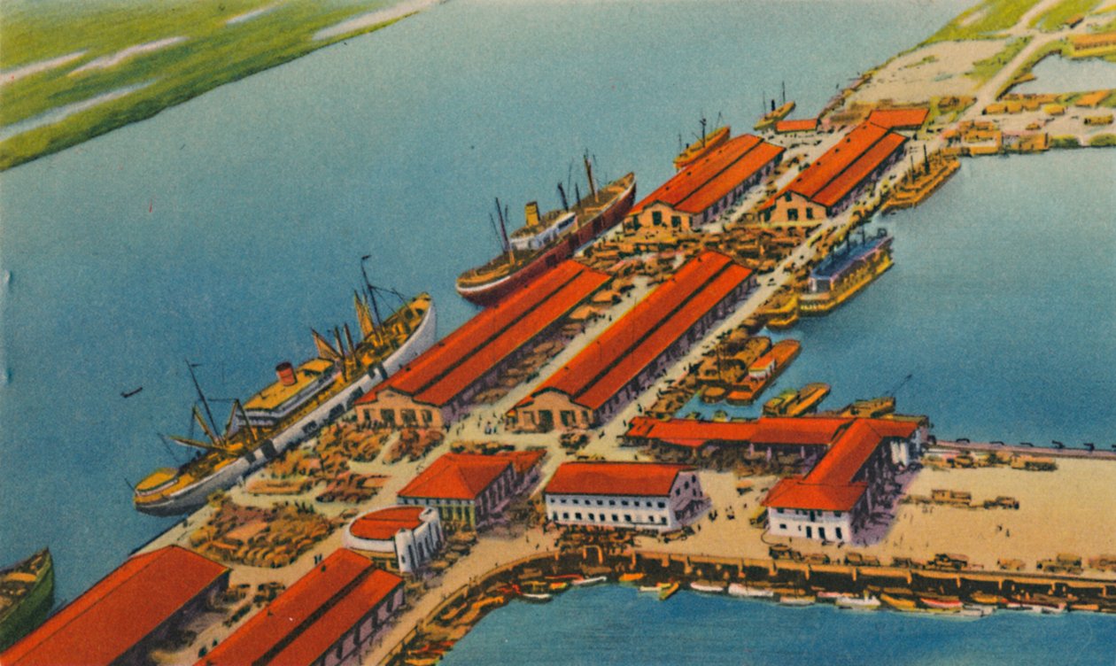 海洋码头港口，巴兰基亚，c1940年代 作者 不明