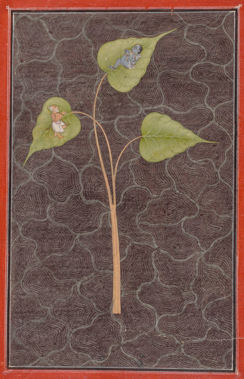 Markandeya在宇宙海洋中观看奎师那，c。 1680。 作者 不明