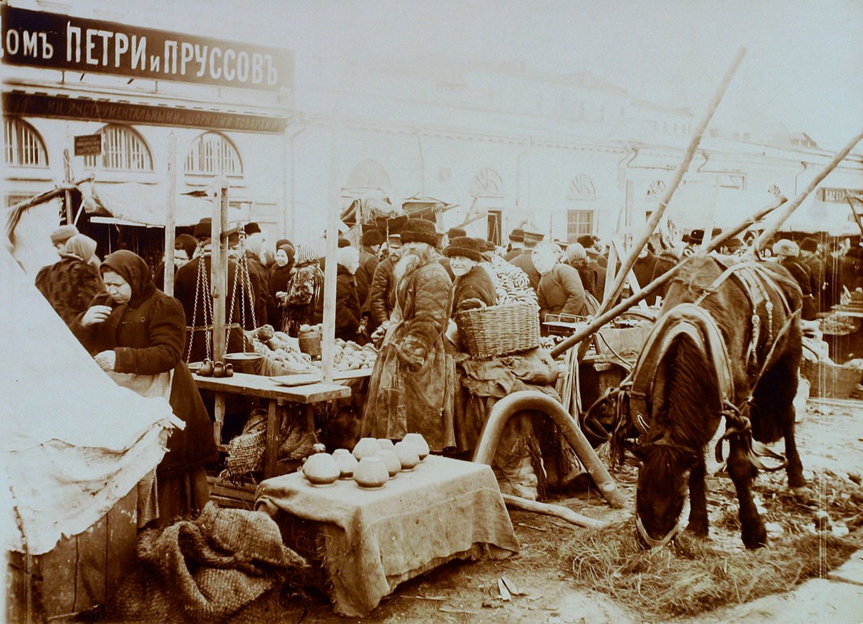 Moskvoretskaya路堤上的市场，俄罗斯莫斯科，1911年 作者 不明