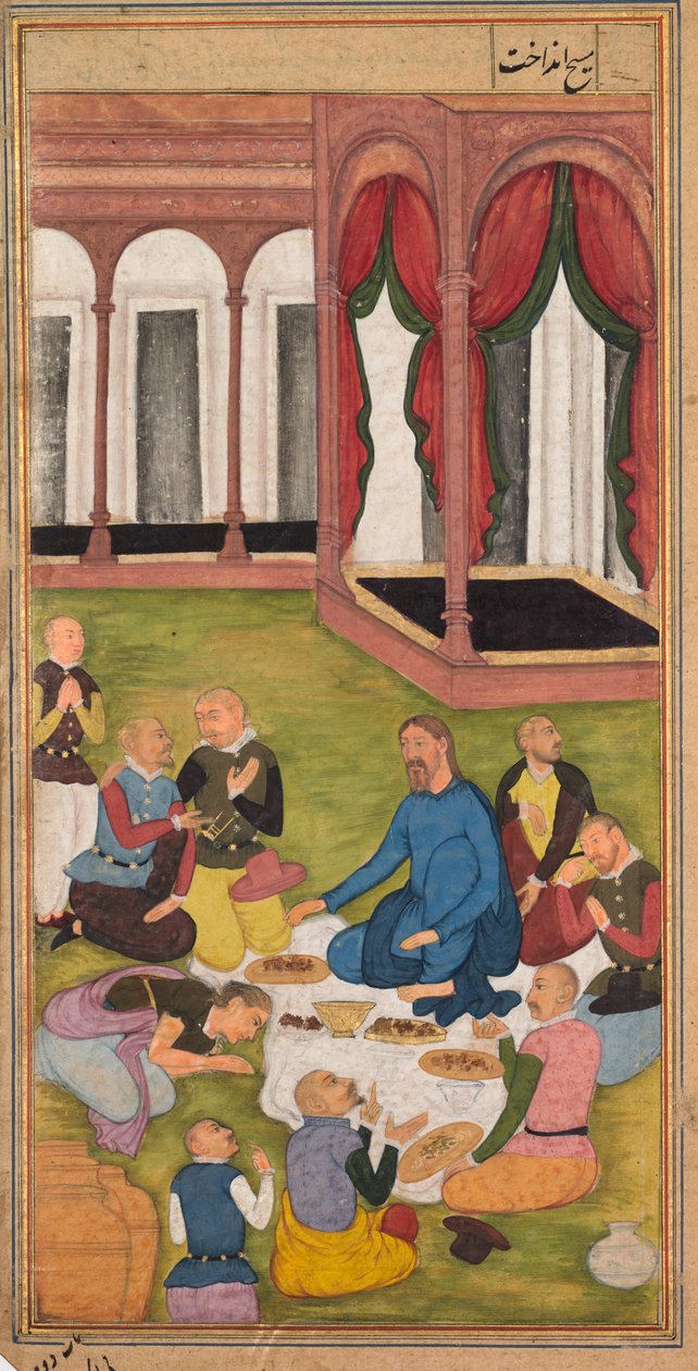 抹大拉的马利亚（Mary Magdalene）从圣洁的镜中向耶稣献上香膏... 1602-1604年。 作者 不明