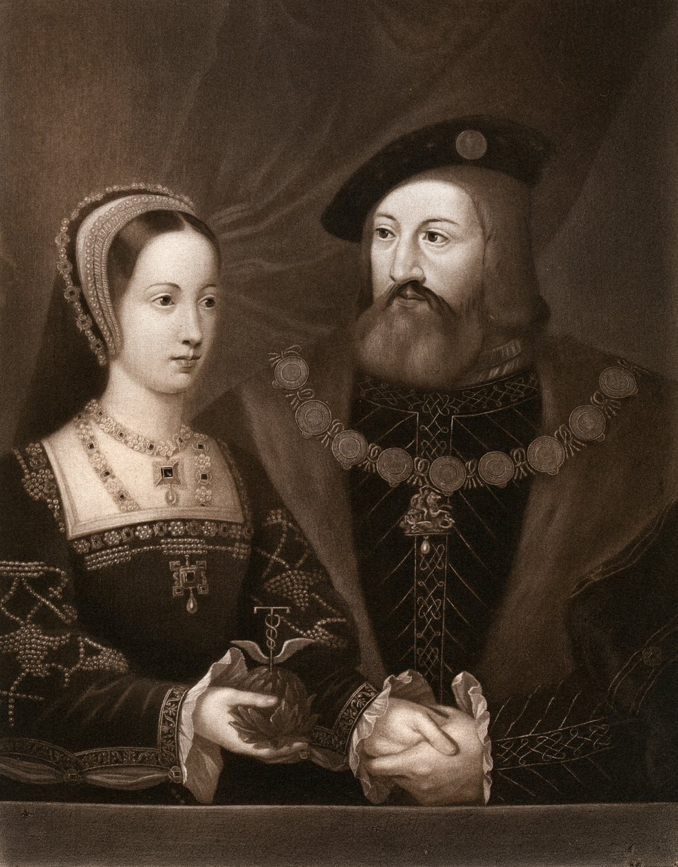 玛丽·都铎（Mary Tudor）和查尔斯·布兰登（Charles Brandon），萨福克公爵，1515年，1902年 作者 不明