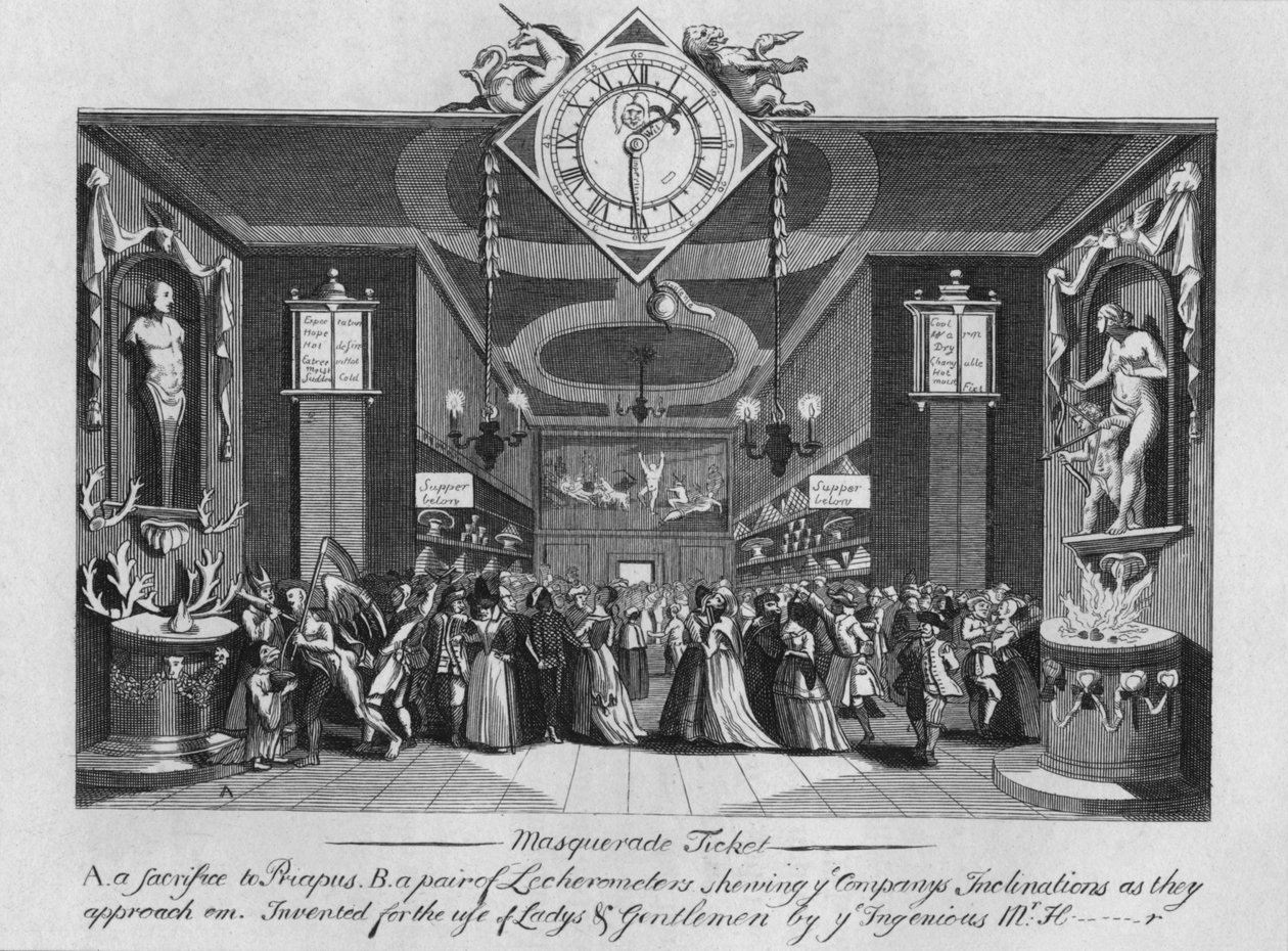 化妆舞会门票，1727年，1827年。 作者 不明