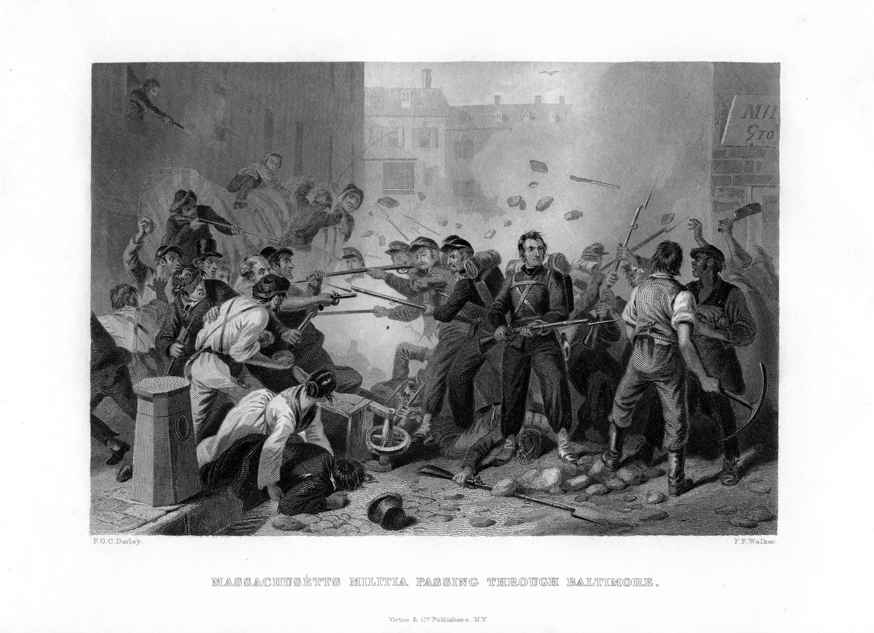 马萨诸塞州民兵经过巴尔的摩，1861年1862-1867年 作者 不明