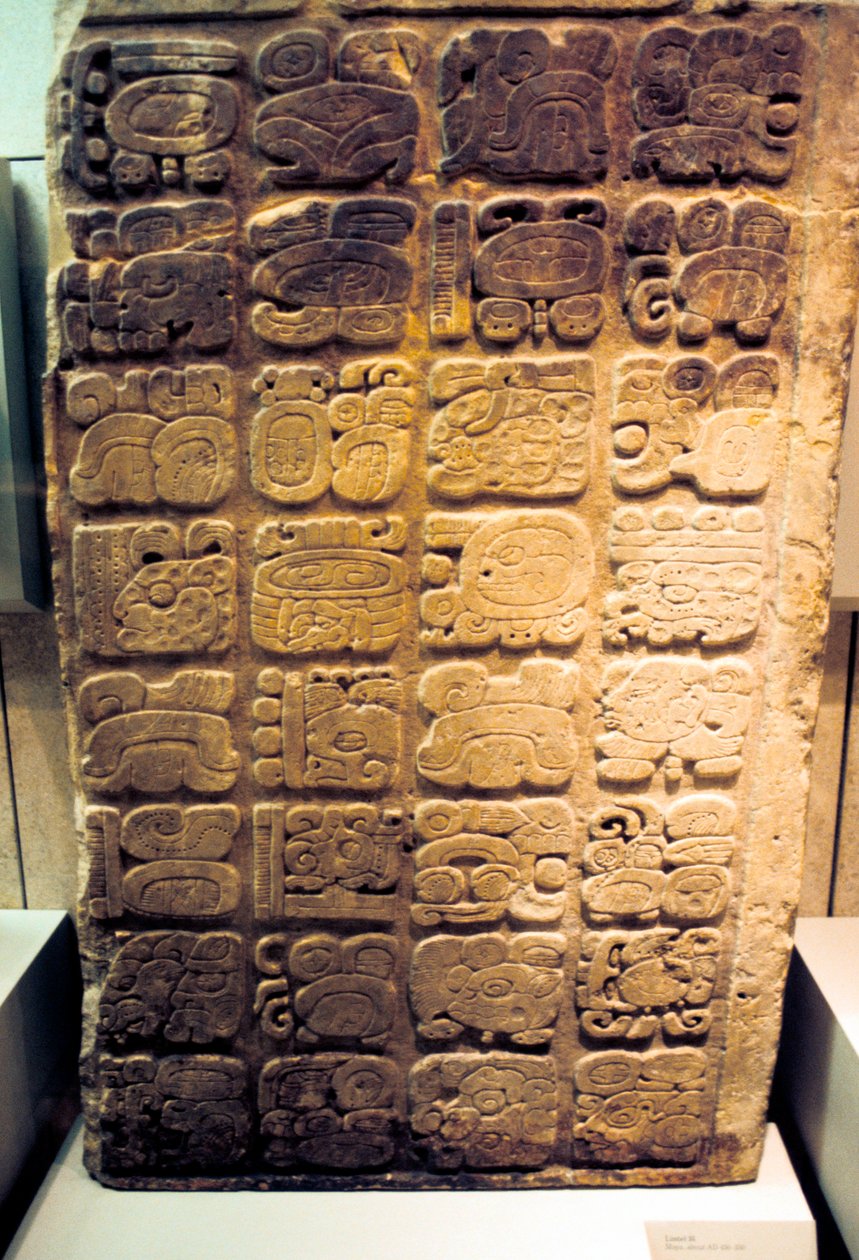 玛雅门lin列出Yaxchilan的九代统治者，450-550年 作者 不明