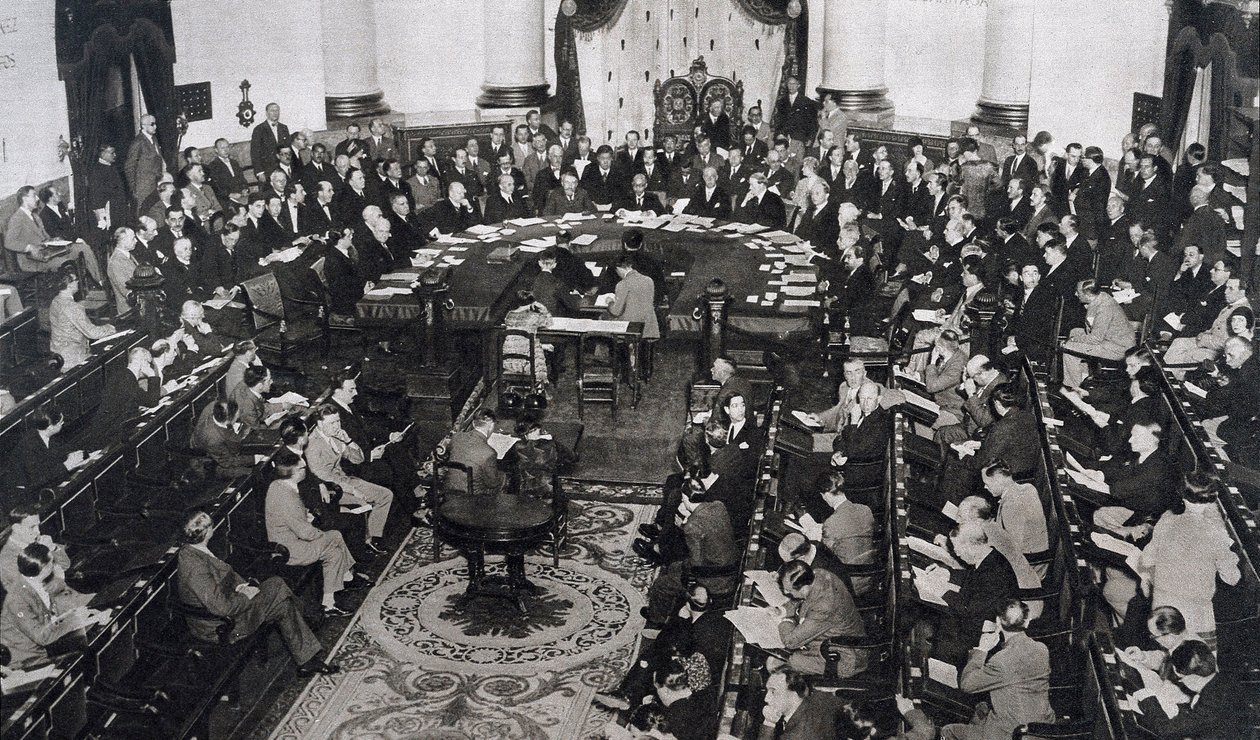 1929年6月10日在西班牙马德里的参议院宫举行的SDN或国际联盟的会议 作者 不明