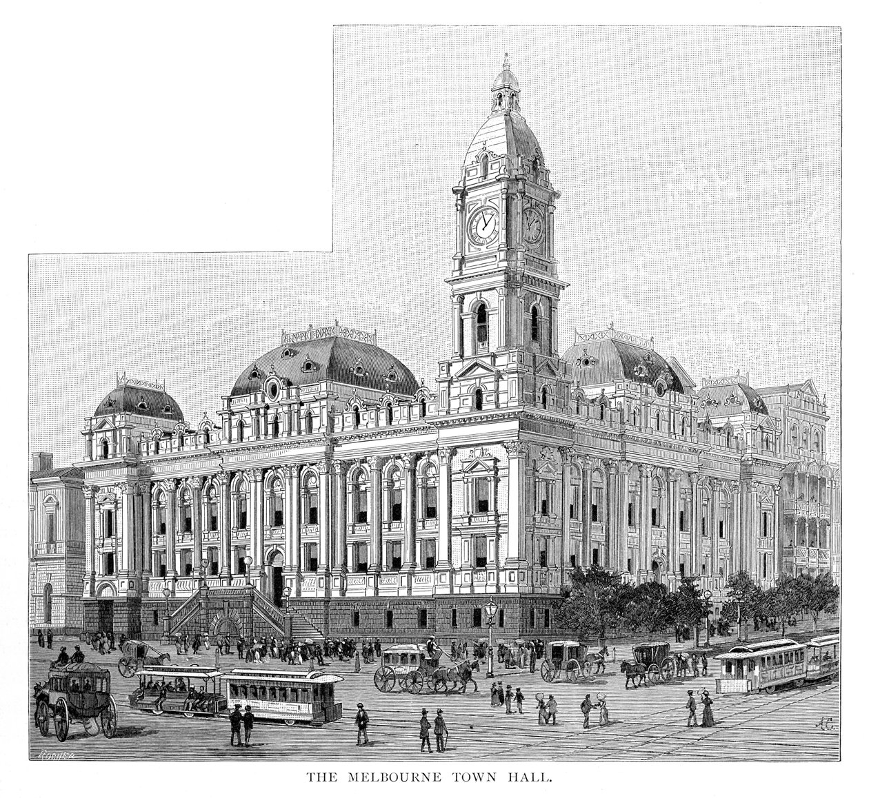 澳大利亚维多利亚州墨尔本市政厅，1886年 作者 不明