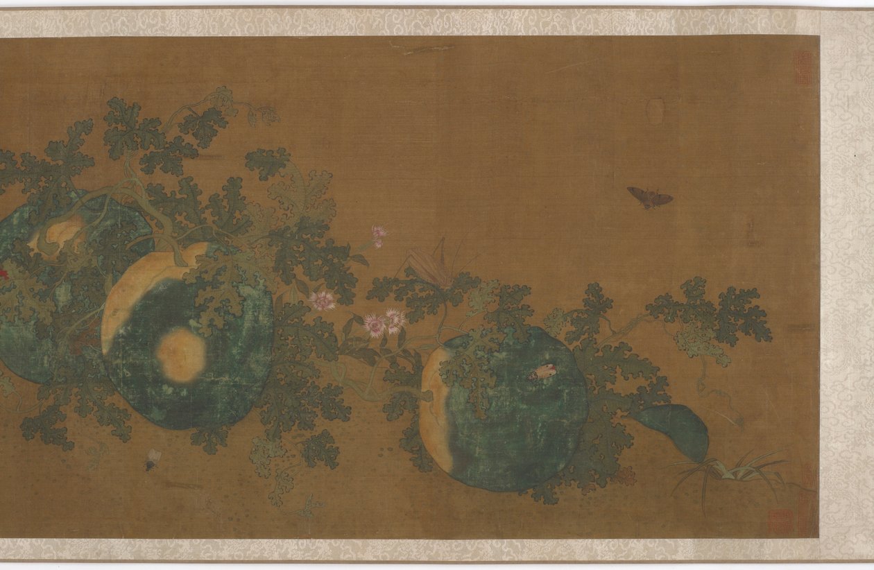瓜藤、花和昆虫，1368-1644。 作者 不明