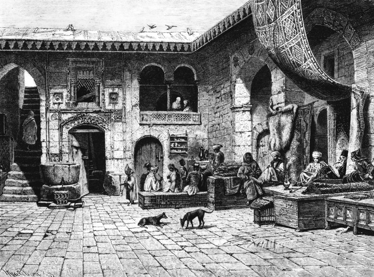 地毯商人到可汗国家乡村小屋，1880年 作者 不明