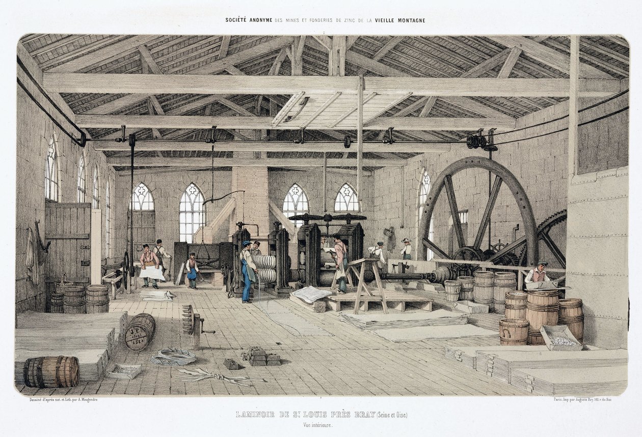 Metals, Zinc Zinc rolling-mill, St Louis, near Bray, France 作者 不明