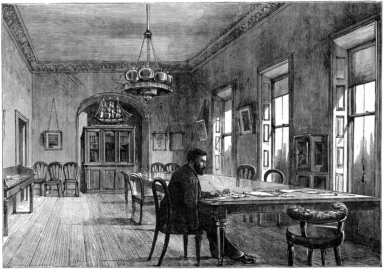 迈克尔·戴维特（Michael Davitt），1891年在都柏林上萨克维尔街的土地联盟委员会会议室 作者 不明