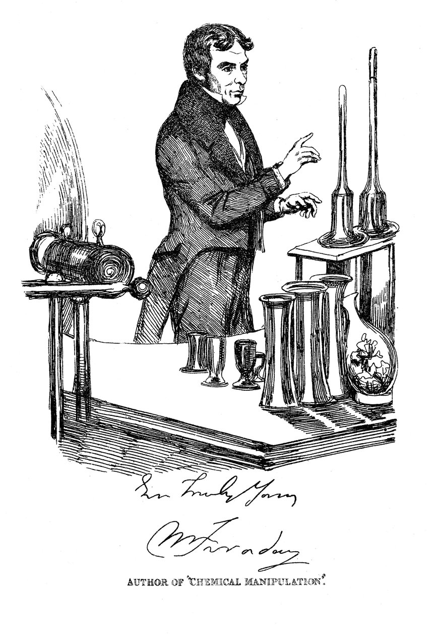 迈克尔·法拉第（Michael Faraday）在伦敦皇家学会讲学，大约1835年 作者 不明