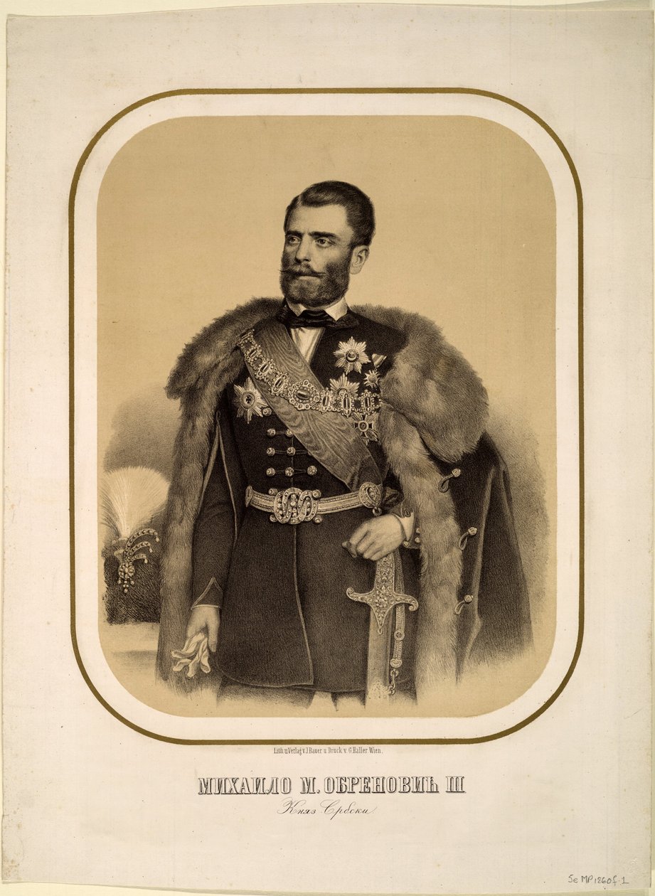 Mihailo Obrenovic III 1823-1868年，塞尔维亚王子，约1860年 作者 不明