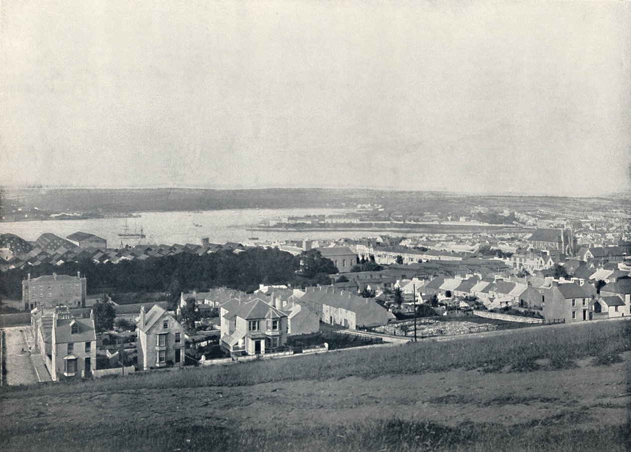 米尔福德避风港-城镇和避风港的全景，1895年 作者 不明