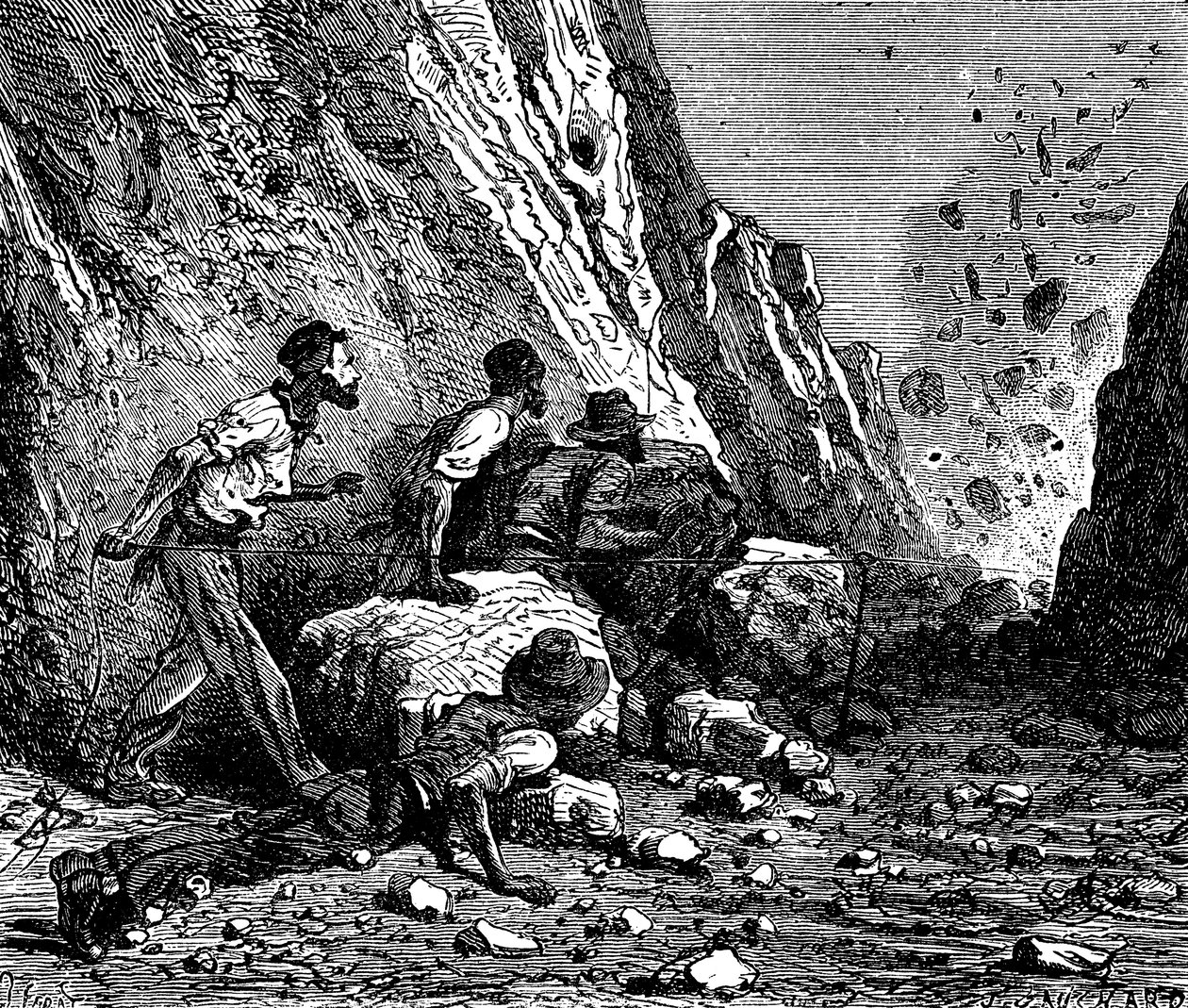 矿工爆破，1879年。 作者 不明