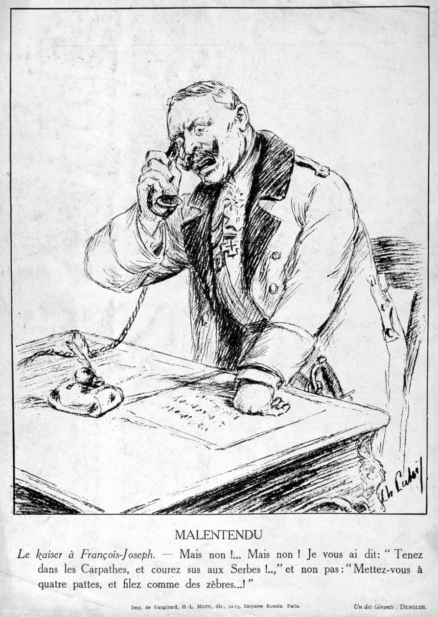 误解，德国纪尧姆二世的漫画，1915年 作者 不明