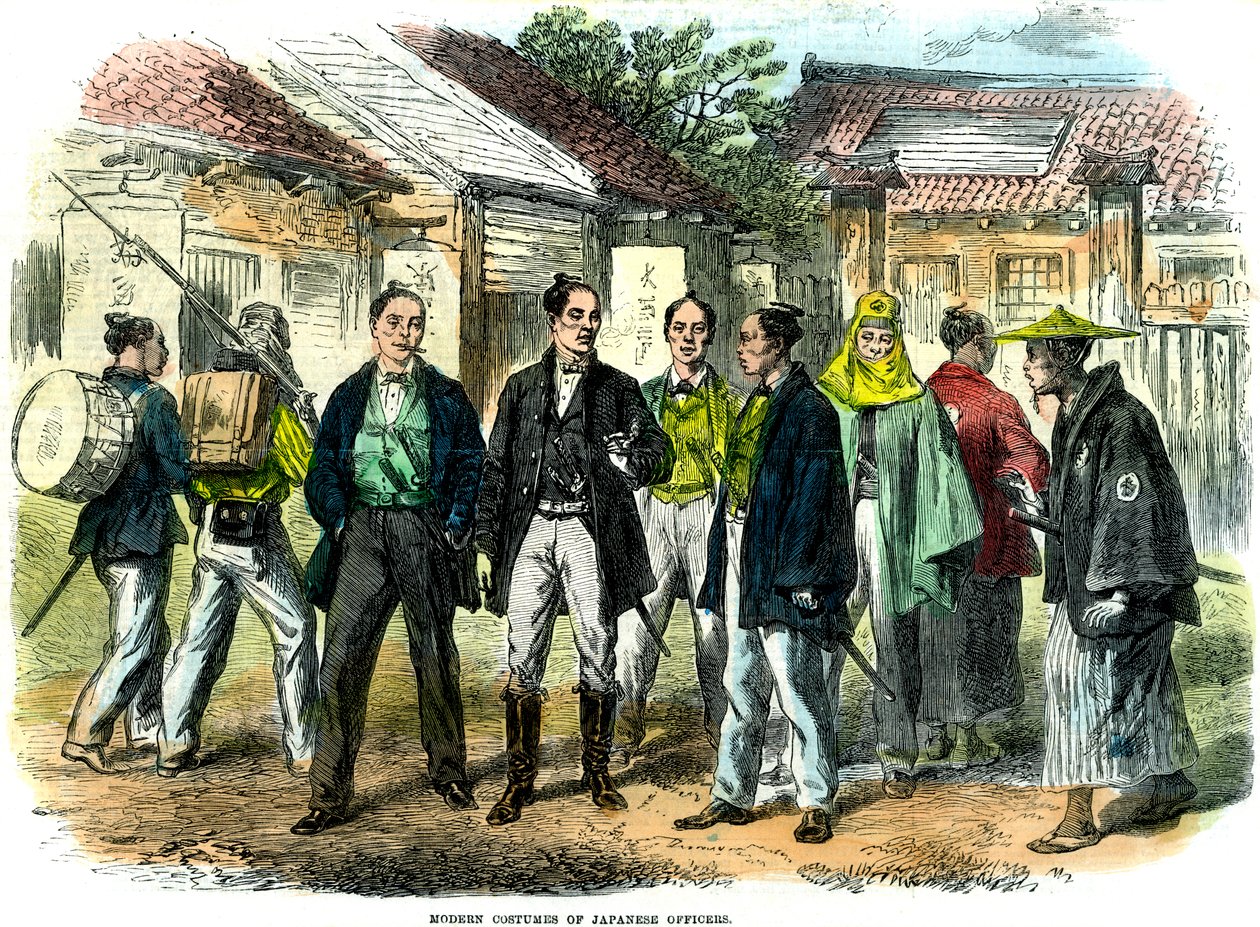 日本军官的现代服装，1866年 作者 不明