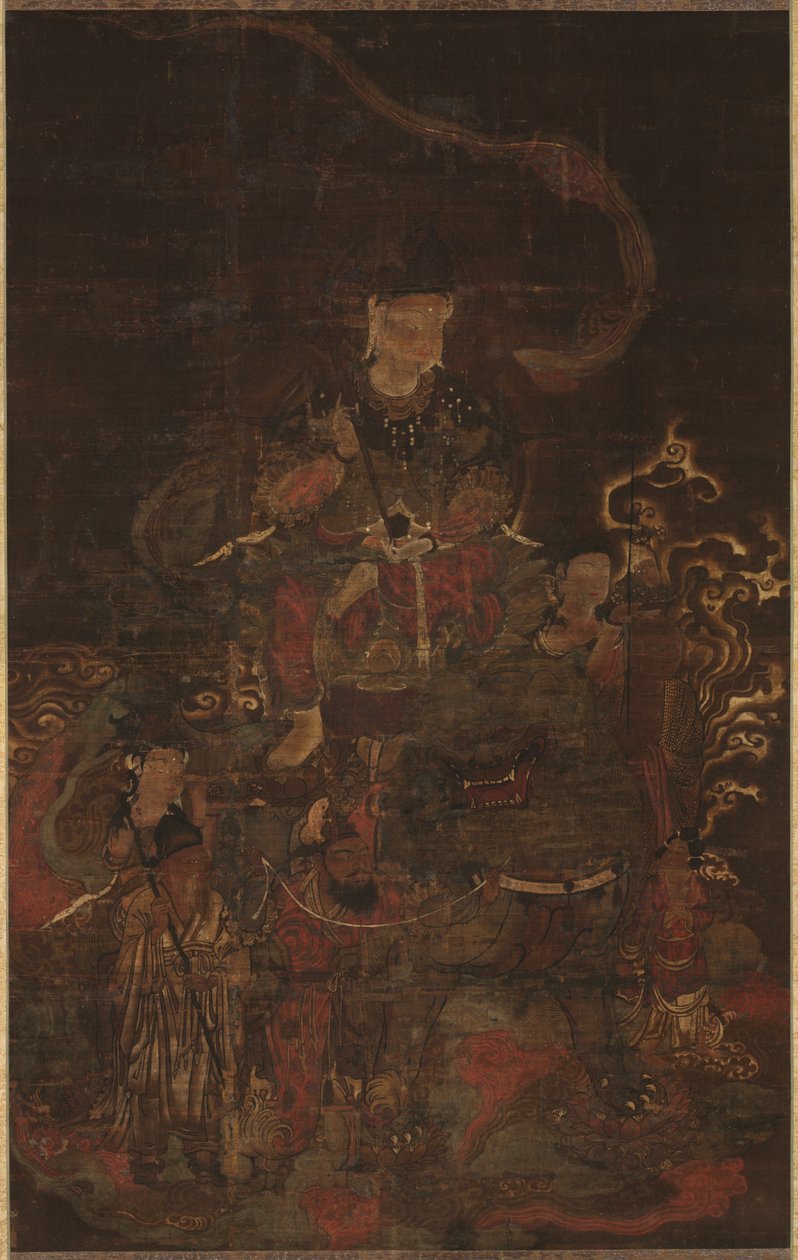 文殊和侍从，1200多岁。 作者 不明