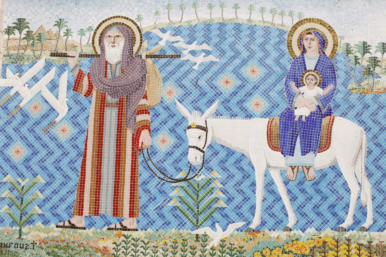 Mosaic in El Moallaqah coptic orthodox church : the flight to Egypt Le Caire Egypte 作者 不明