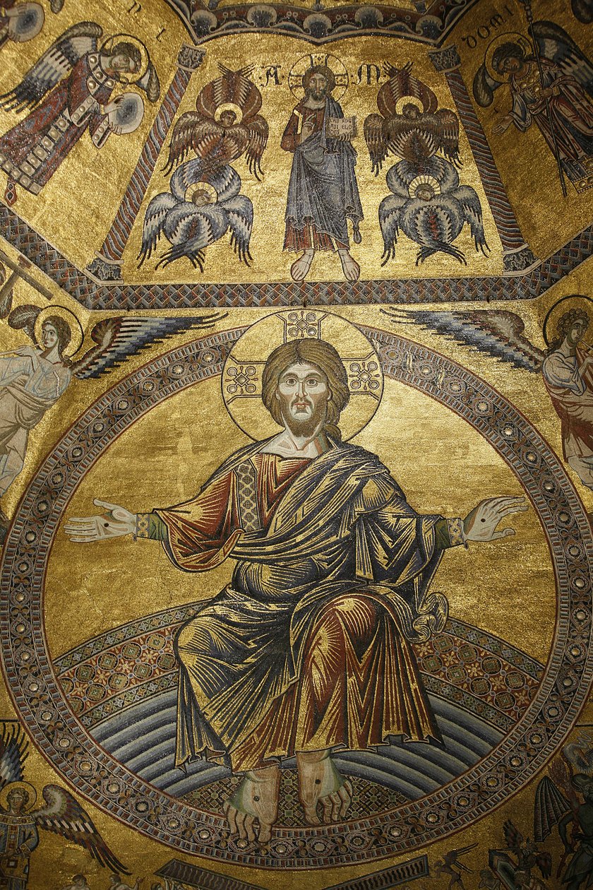 Mosaics Covering Baptistery in Firenze duomo. Jesus Christ, Florence, Italie 作者 不明