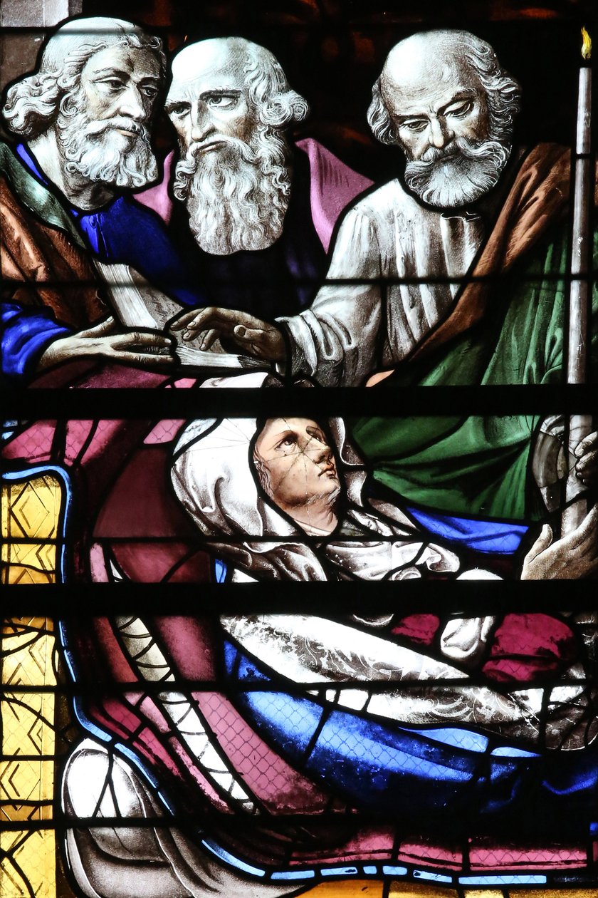 Moulins cathedral. Stained glass window. Dormition of the Virgin Mary, 20160603, Moulins, Europe 作者 不明