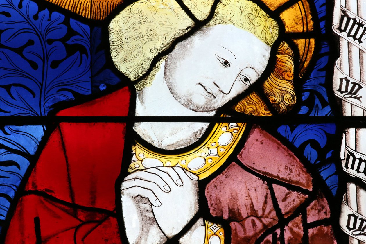 Moulins cathedral. Stained glass window. St John, 20160603, Moulins, Europe 作者 不明