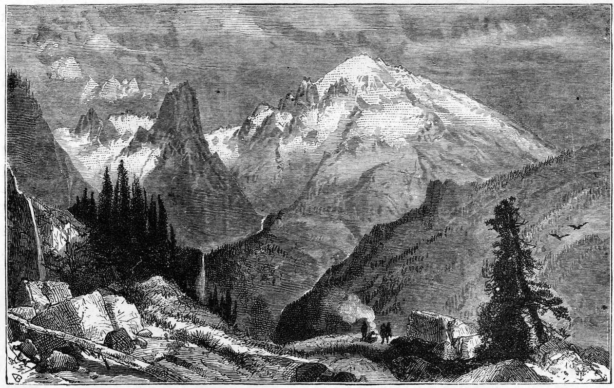 沙斯塔山，内华达山脉的北峰，美国加利福尼亚，大约1870年 作者 不明