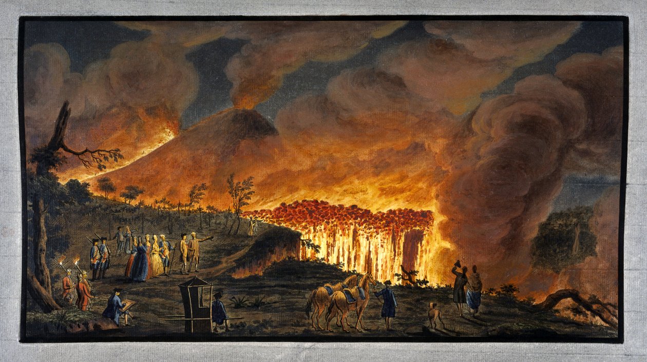 Mount Vesuvius erupting at night, Kingdom of Naples 作者 不明