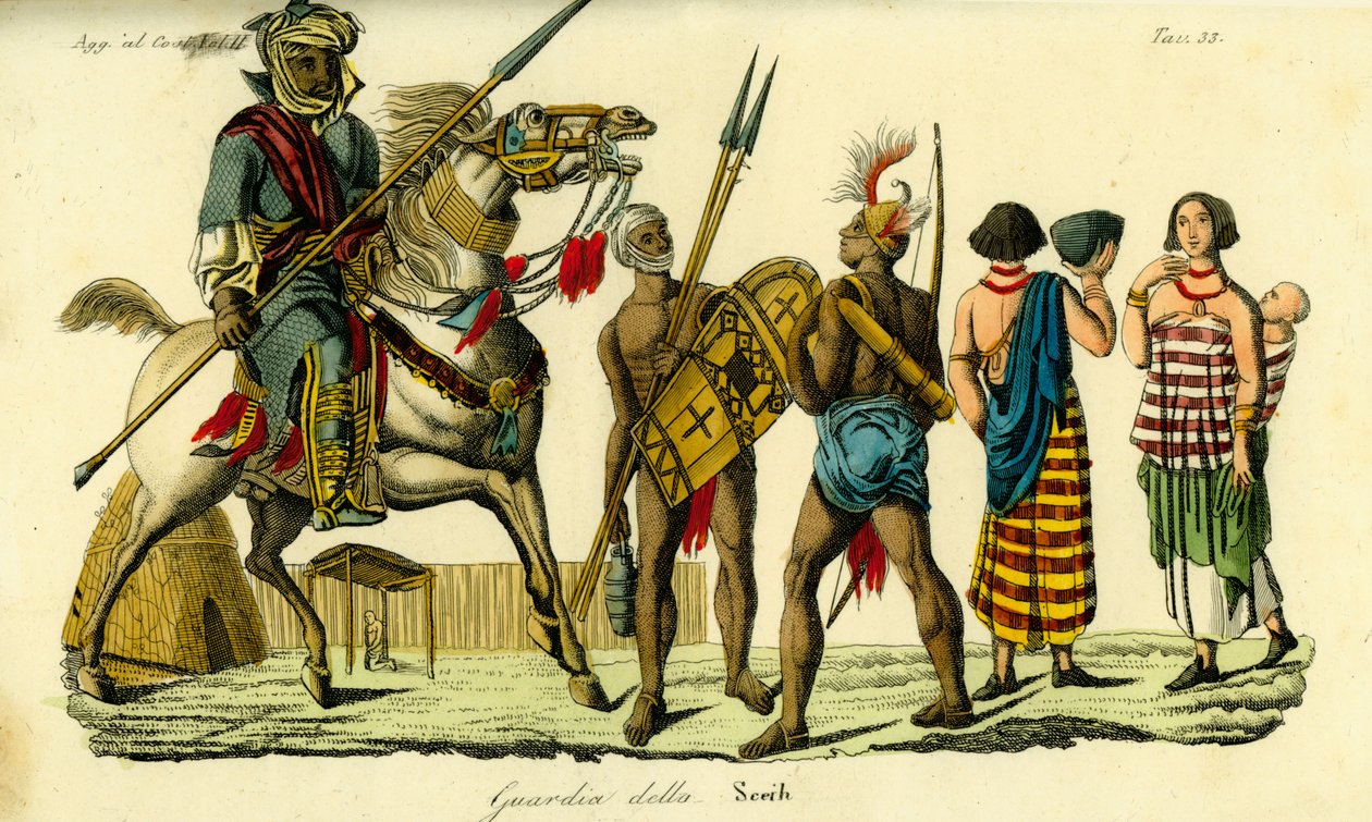 Mounted bodyguard to the Sheikh of Bornu along with Kanembu lancer and Munga archer, Kanem-Bornu Empire 作者 不明