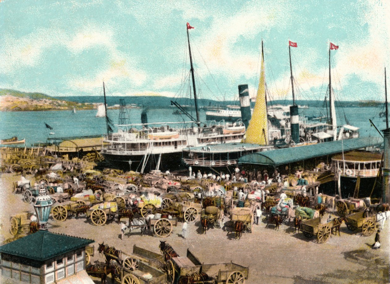 Muelle de Luz港口与渡轮，古巴哈瓦那，1904年 作者 不明