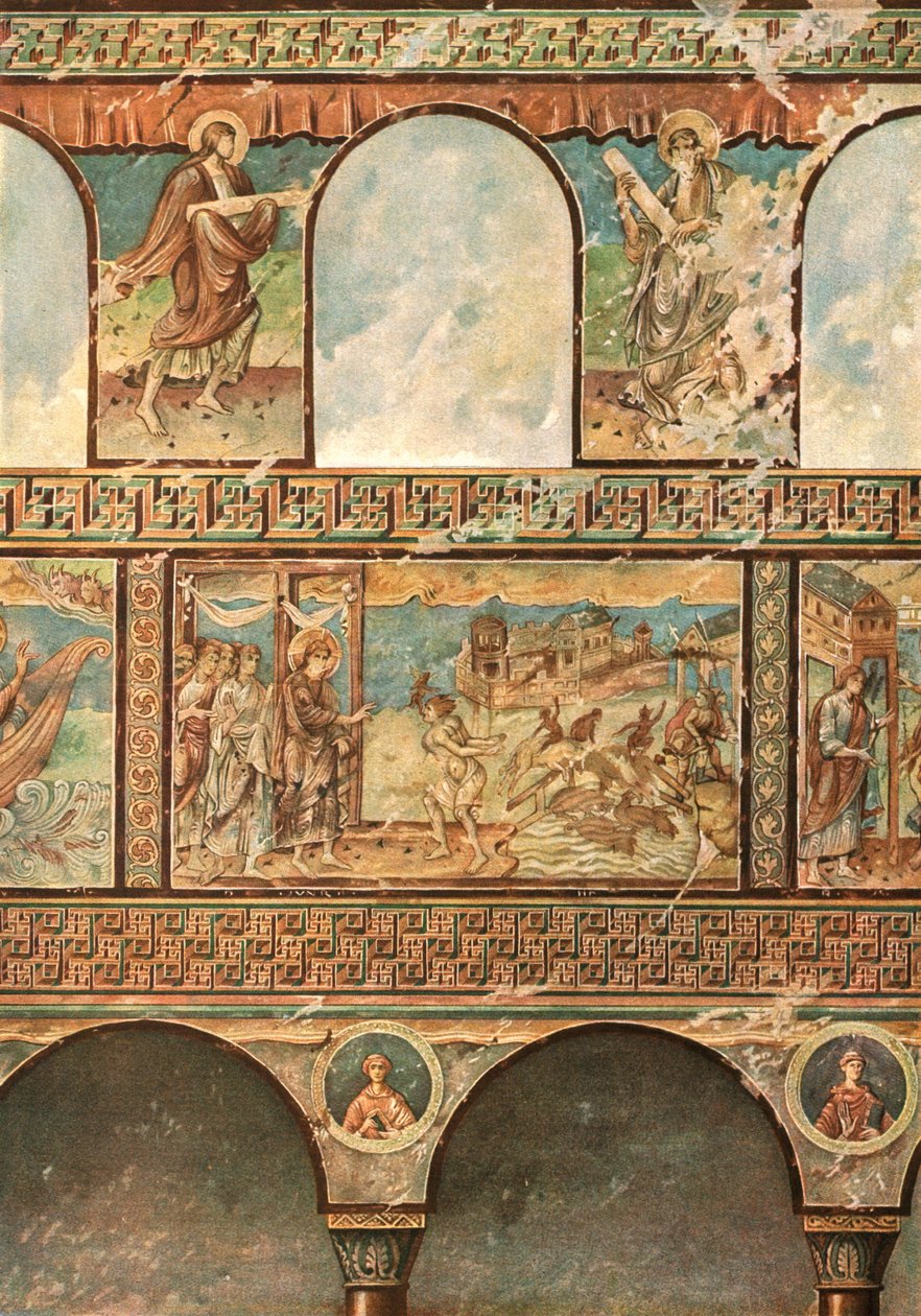 1928年，德国赖舍瑙奥伯泽尔圣乔治教堂的壁画。 作者 不明