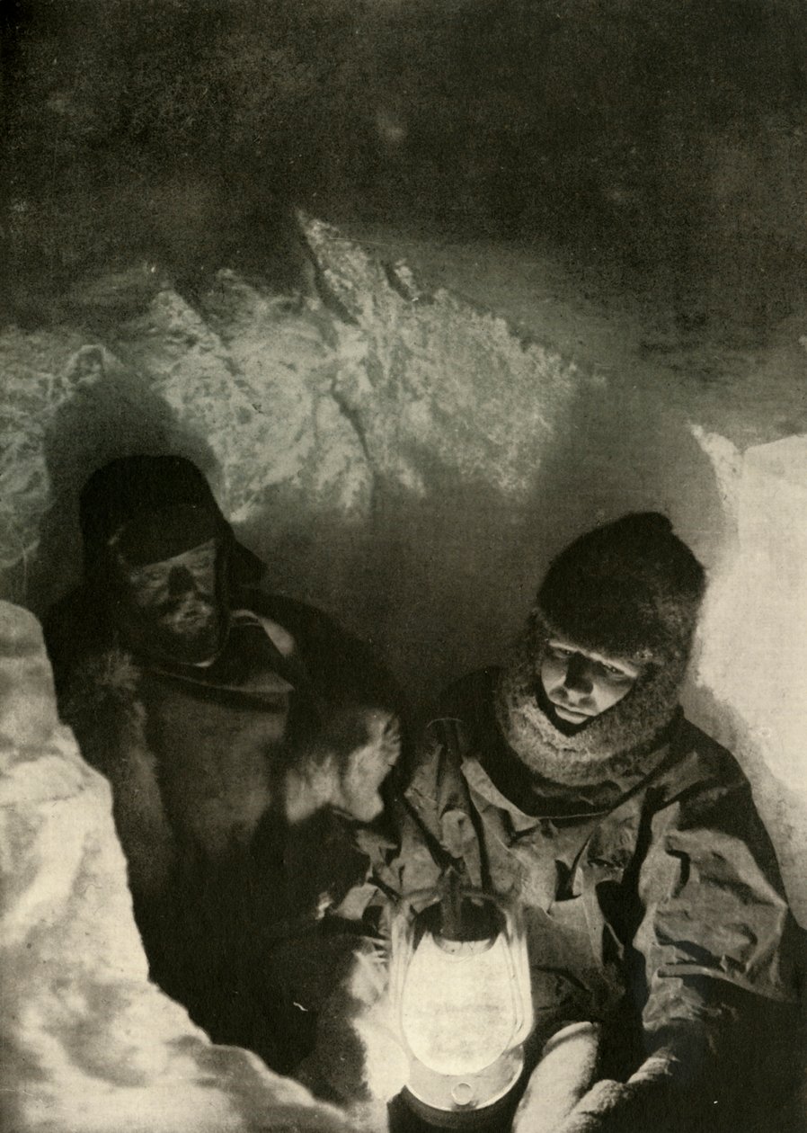 穆雷（Murray）和普里斯特利（Priestley）在绿湖中挖洞，c1908年，1909年 作者 不明