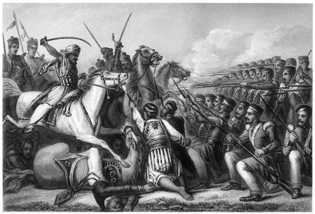 游骑兵在Cawnpore战役中攻击步兵广场，1857年，c1860 作者 不明