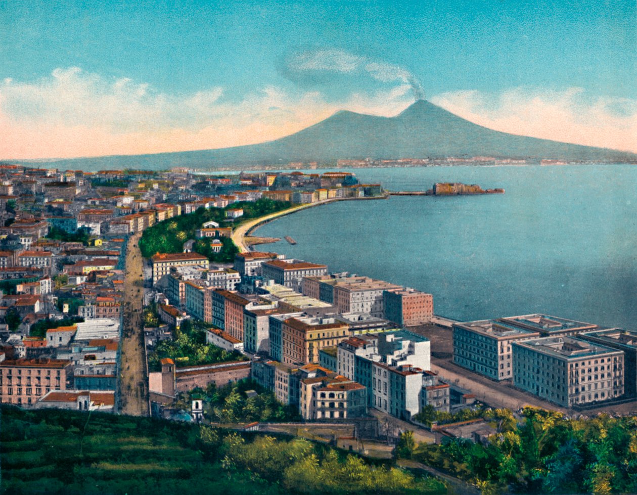 那不勒斯-全景从Vomero的Patrizia别墅出发，从Dilla Patrizia的Vomero出发，摄于1900年。 作者 不明