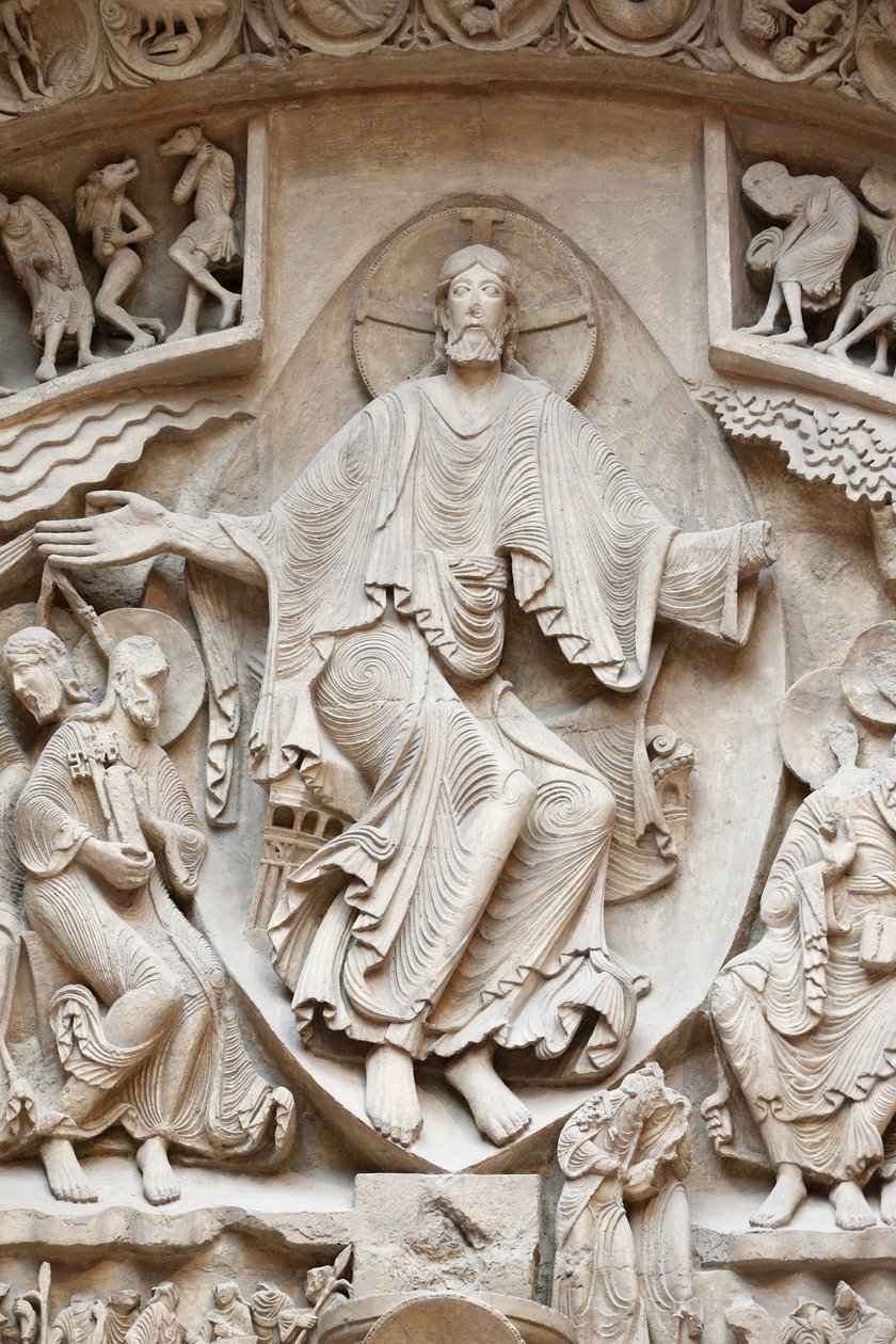 National Museum of French monuments. Sainte Marie Madeleine basilica, Vezelay. Western facade. Christ in Glory. Cast. Close-up, Paris, France 作者 不明