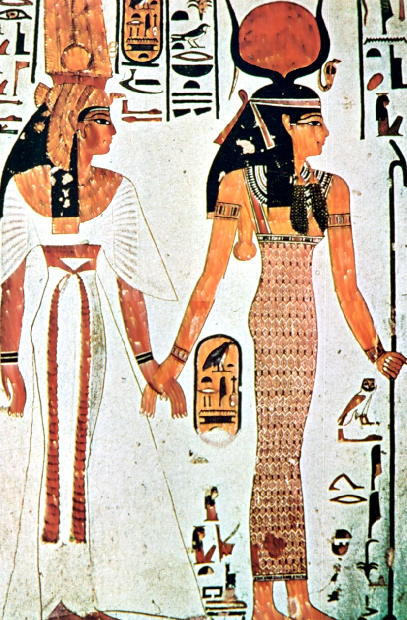 Nefertari和Isis，来自公元前13世纪Theban墓的古埃及壁画 作者 不明