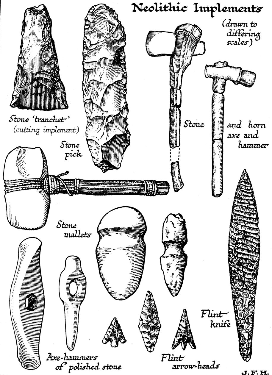 新石器时代的石器，火石和号角器，c1890 作者 不明
