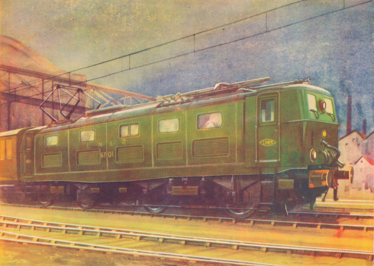 LNER的新电力机车离开曼彻斯特伦敦路车站，1940年 作者 不明