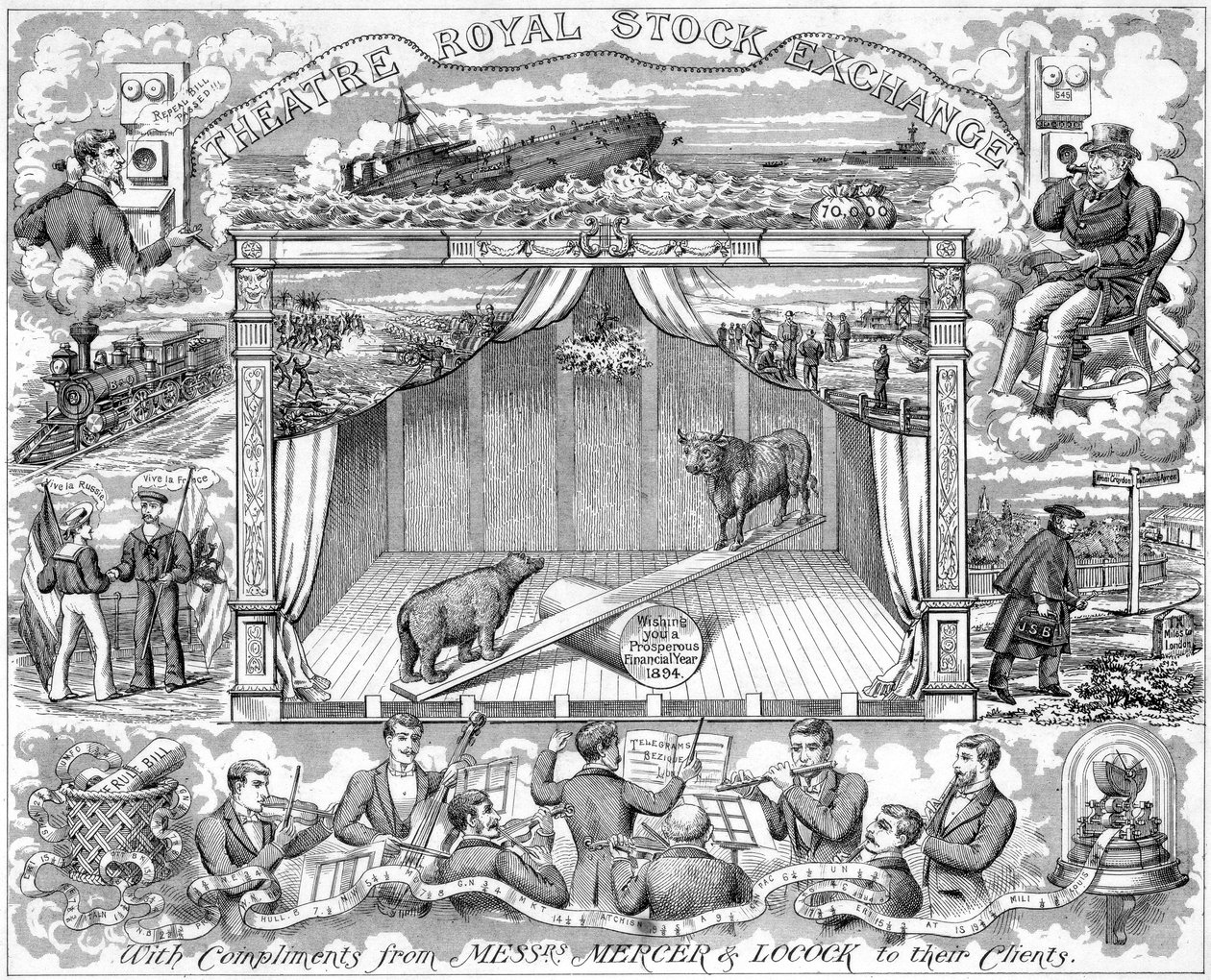 股票经纪人Mercer Locock致客户新年祝福，1894年 作者 不明