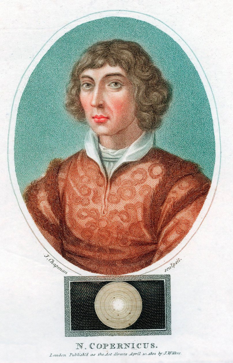 尼古拉斯·哥白尼（Nicolas Copernicus），波兰天文学家，1802年 作者 不明
