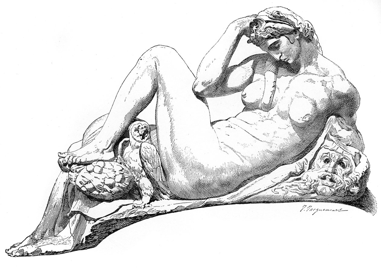 意大利佛罗伦萨圣洛伦索大教堂朱利安·德·美第奇墓的夜晚，1882年 作者 不明