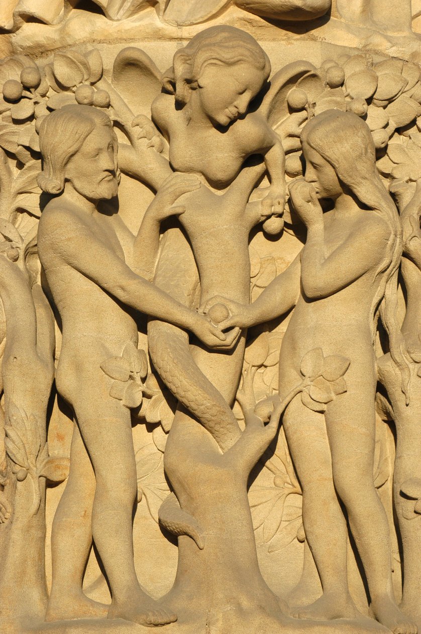 Notre Dame de Paris cathedral sculpture : Adam and Eve, Paris, France 作者 不明