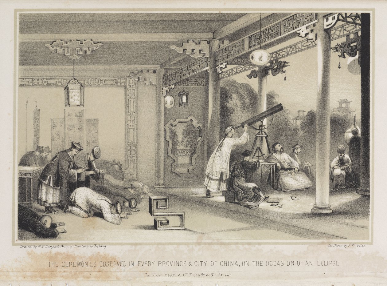 在中国观察日食，c 1836 作者 不明